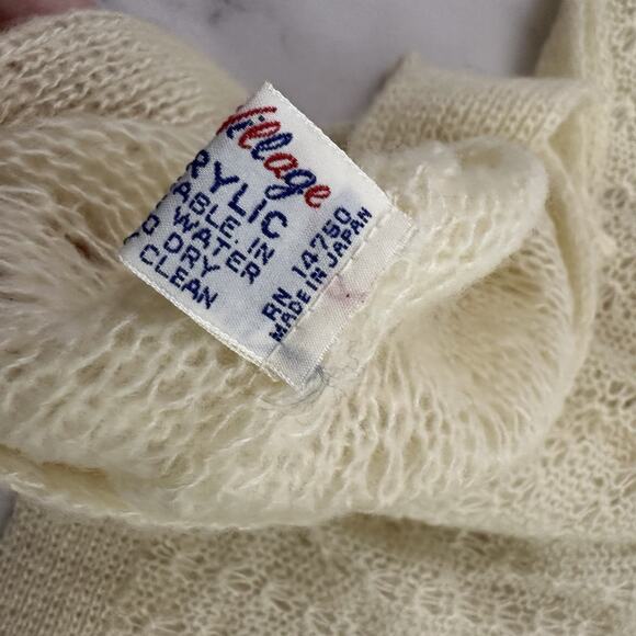 English Village Womens Vintage Shrug Wrap Sweater One Size Cream Knit Cottage - Picture 10 of 10